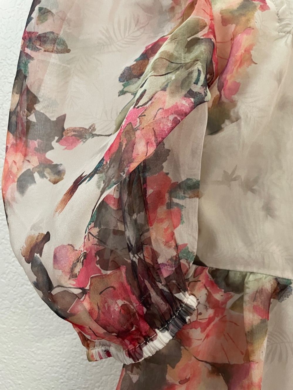 Floral Sheer floral dress in Cream baby doll coquette XL 19x35 - Picture 2 of 9